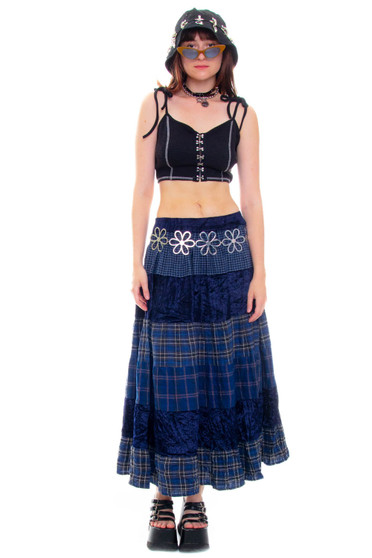 Vintage 90's Grunge Patchwork Mix Maxi Skirt 3