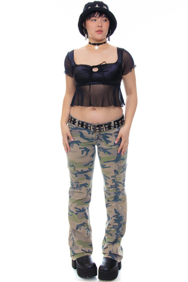Vintage Y2K Low-Rise Embroidered Camo Pants