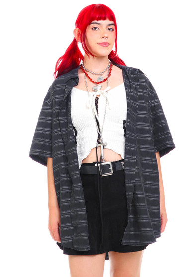 Vintage Y2K Quicksilver Striped Short Sleeve Button Up