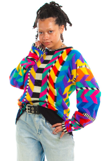 Vintage 80's Rainbow Geo Sweater