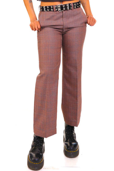 Vintage 90's Tiny Plaid Brown Trousers