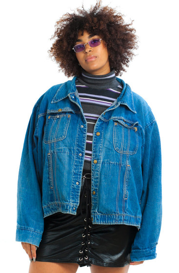 Vintage 80's Slide Distressed Denim Jacket