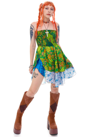 Vintage Y2K Flutter Fairy Mix Print Dress