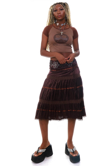 Vintage Y2K Chocolate Tiered Skirt