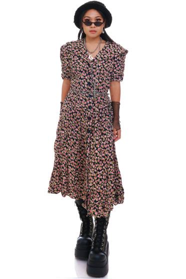 Vintage 90's Floral Button Up Maxi Dress 1