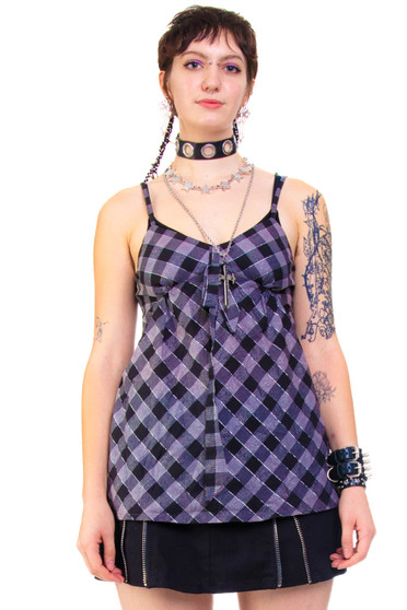 Vintage Y2K Plaid Miss Me Top