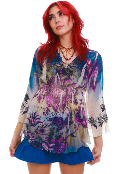 Vintage Y2K Paisley Floral Flow Top