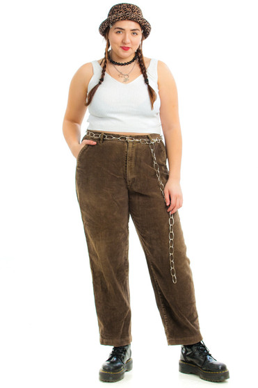 Vintage 90's Olive Flat-Front Corduroy Trousers