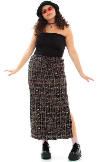 Vintage 90's Ellen Abstracted Plaid Maxi Skirt