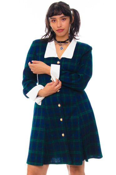 Vintage 80's Heathers Blue Plaid Dress