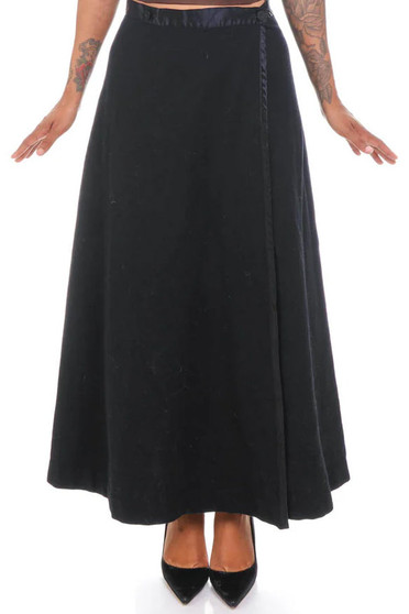 Vintage 90's Dramatic Black Wool Maxi Skirt