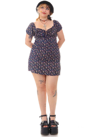 Vintage Y2K Floral Milkmaid Mini Dress