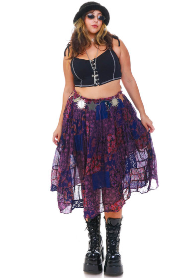 Vintage 90's Purple Patchwork Maxi Skirt