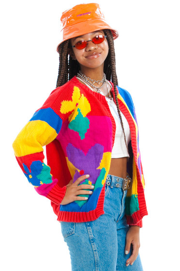 Vintage 90's Rainbow Daisy Sweater