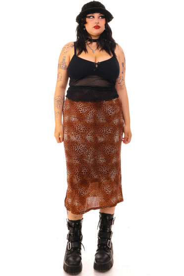 Vintage 90's Double Layer Stretchy Leopard Maxi Skirt