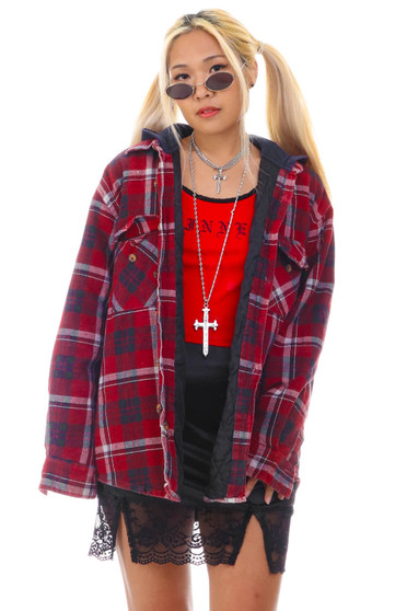 Vintage 90's Cozy Warm Hoodie Flannel Jacket