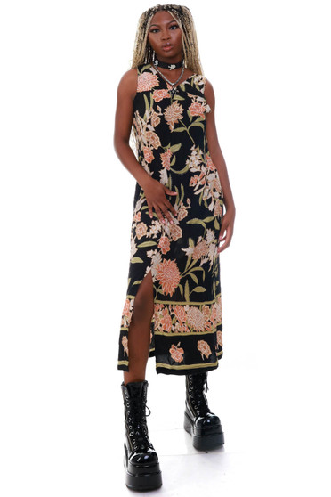 Vintage Y2K Floral Keyhole Maxi Dress