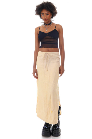 Vintage 90's Linen Sandy Slit Maxi Skirt