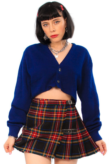 Vintage 80's Navy Blue Cropped Cardigan