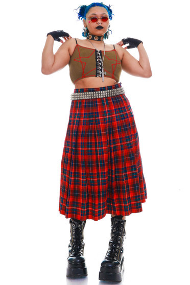Vintage 80's Pendleton Plaid Midi Skirt