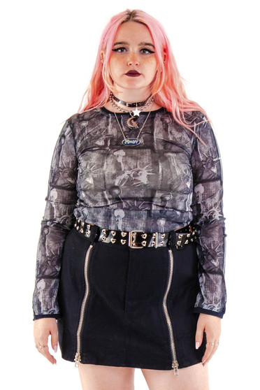 Vintage 90's DKNY Statue Of Liberty Mesh Long Sleeve