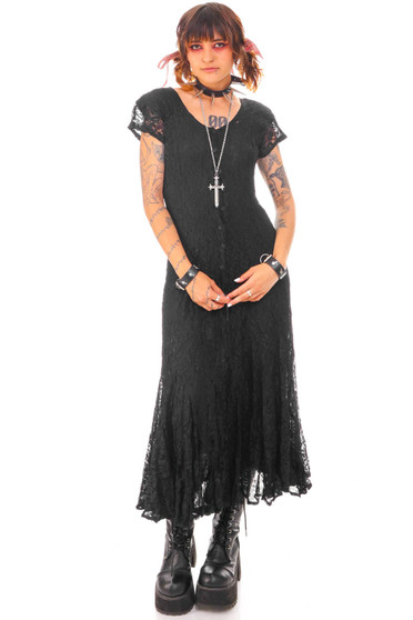Vintage 90's Nostalgia Black Lace Maxi Dress