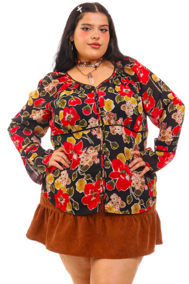 Vintage Y2K Floral Button Up Blouse 1