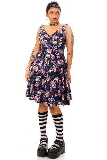 Vintage Y2K Hell Bunny Skull & Roses Dress