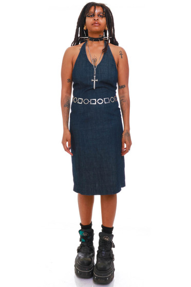 Vintage 90's Denim Halter Dress