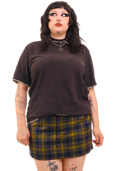 Vintage Y2K Skater Black & Grey Ringer T-Shirt