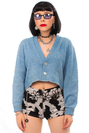 Vintage 80's Baby Blue Cropped Cardigan 1