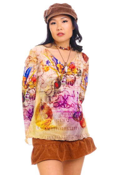 Vintage Y2K Oneworld Mixed Print Top