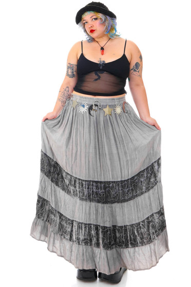 Vintage 90's Tiered Grey Maxi Skirt