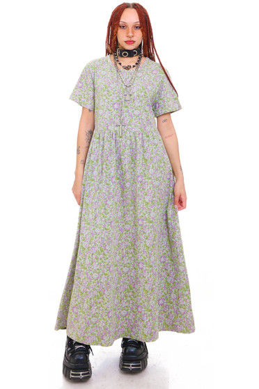 Vintage 90's Mint Floral Maxi Dress