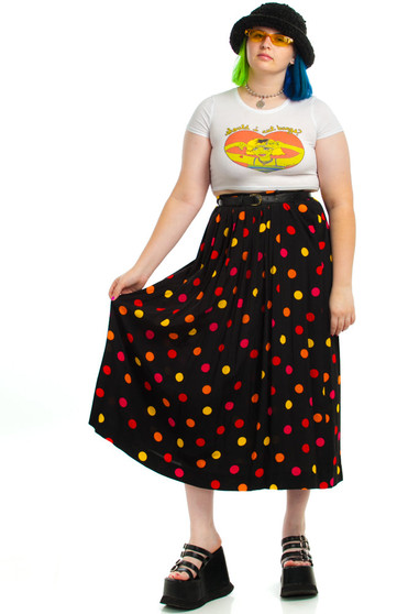 Vintage 90's Let The Bright One In Polka Dot Maxi Skirt