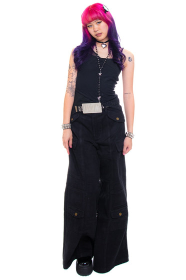 Reggie Black Denim Cargo Baggies