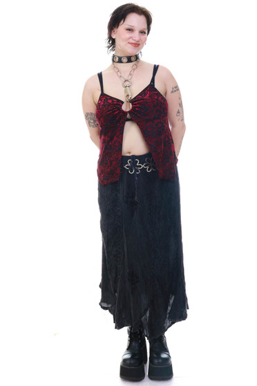 Vintage 90's Faded Black Embroidered Skirt