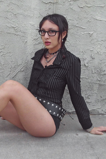 Libby Pinstripe Corset-Lace Shirt