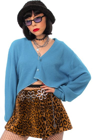 Vintage 80's Baby Blue Cropped Cardigan
