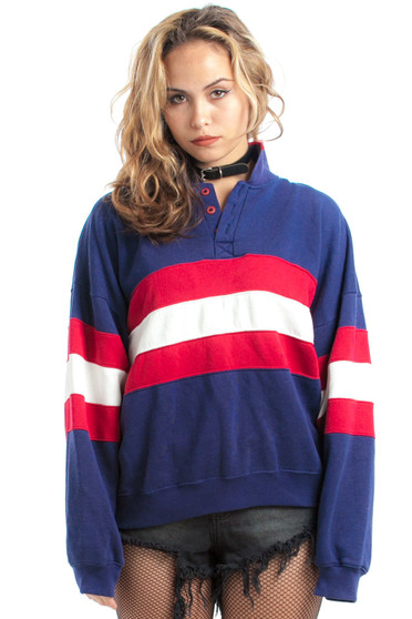 Vintage 90's Navy and Wine Striped Pullover