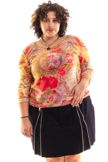 Vintage Y2K Bedazzle Butterfly Collage Art Long-Sleeve