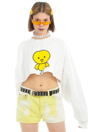 Vintage 90's Hot Chick Raw Crop Sweatshirt
