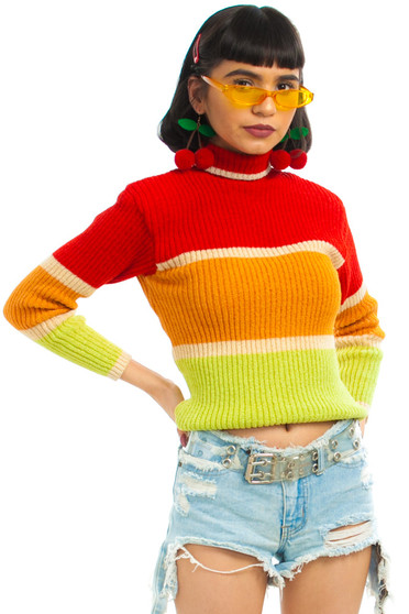 Vintage 90's Block it Off Rib Knit Turtleneck