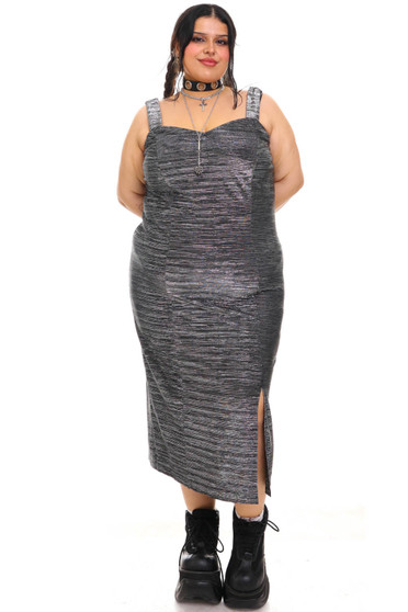 Vintage 90's All That Jazz Sleeveless Silver Dress