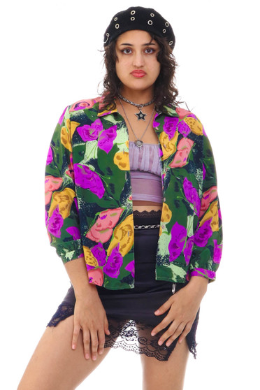 Vintage 90's Butterfly Long-Sleeve Button Up Top