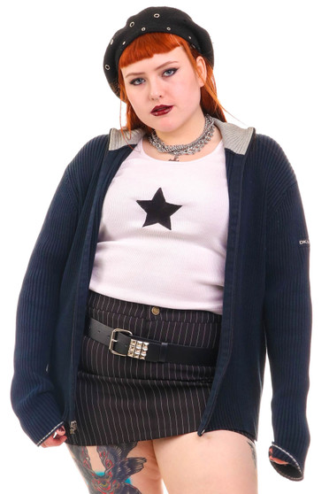 Vintage 90's Thick Ribbed Zip-Up Sweater