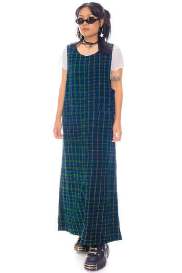 Vintage 90's Grunge Corduroy Plaid Dress