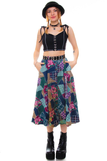 Vintage 90's Sally Grunge Patchwork Maxi Skirt