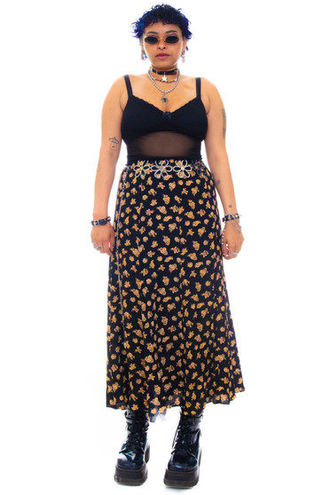 Vintage 90's Rayon Sunflower Maxi Skirt