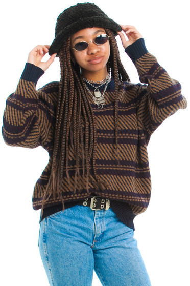Vintage 90's Oatmeal Cookie Stripe Sweater